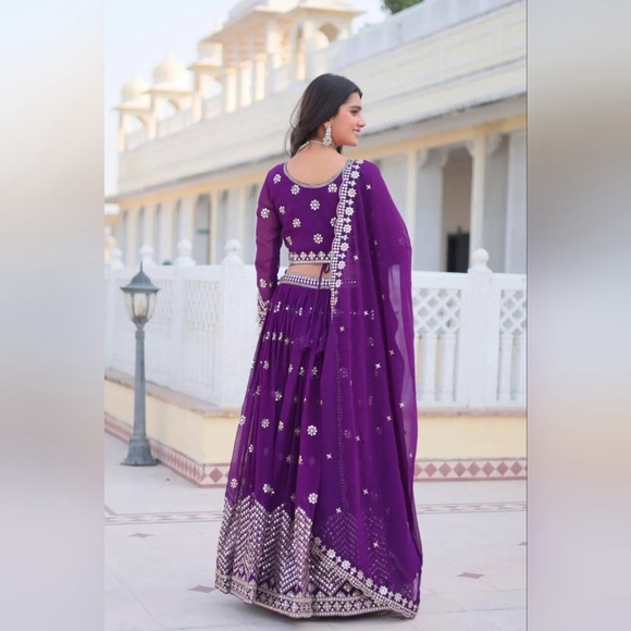 Dazzling Purple Georgette Lehenga Choli - Picture 3 of 15